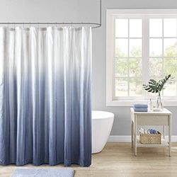 Madison Park Ara - Cortinas de Tela de baño con diseño Moderno de sirsaca y privacidad, 72 x 72 Pulgadas, Color Azul