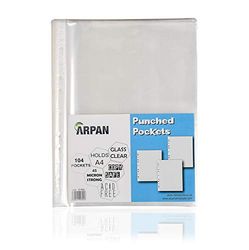 Punched Pocket A4 Strong 45 Micron Transparent Poly Wallets Glass Clear Sheet Protector by Arpan (ST-9605)