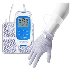 Tenscare - K-Perfect-Sock - Appareil de Soulagement de la Douleur avec Chaussettes Conductrices, Blanc et Bleu, Perfect TENS + iGlove M