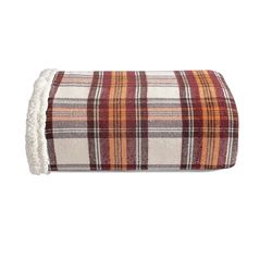 Eddie Bauer Edgewood xadrez de flanela Sherpa cobertor, vermelho, 50" x 60"