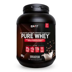 Pure Whey Cappuccino | EAFIT | Protéine | 32g de protéines Whey+7,6g de BCAA/shaker+magnesium | Musculation, Maintien et construction de la masse musculaire| Whey protein pour le sport | 850g