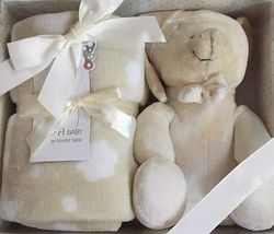 Duffi babydeken bedrukt en pluche, 90 x 75 cm, kleur naturel Master Baby Home, S.L. 4075-05.