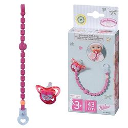 Baby Annabell Dummy with Clip 706831 - Original Accessory Designed for Dolls Toddlers - Includes & Beads - Suitable from 3 Years, Multi