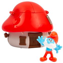 Giochi Preziosi Les Schtroumpfs – La Maison de Schtroumpfs avec Toit Rouge à mécanisme Rechargeable à l'intérieur, Grand schtroumpf de 5,5 cm, pour Enfants à partir de 3 Ans