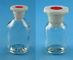 Dutscher 065244 contenitore in vetro con tappo in vetro, collo stretto, in vetro trasparente, volume 100 ml