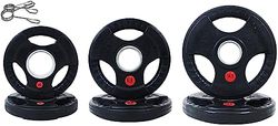 Signature Fitness Olympische 2 inch gietijzeren plaat halterschijf voor krachttraining en gewichtheffen, rubberen coating-stijl, 35 lbset