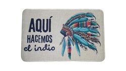 hola-world. Felpudo/Alfombrilla Original para Puerta de Entrada e Interior (Cocina, Dormitorio, salón etc.) Base Antideslizante de Caucho. Lavable a máquina. Modelo: Indio. Medidas: 40x60 cm.