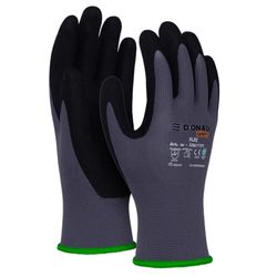 DONAU SAFETY Flex handskar arbetshandskar/storlek 11/XXL, 1 par/grå/svart/mekaniker monteringshandskar/nitril belagd lätt oljebeständig, nylon skyddshandskar för arbete bil