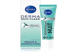 NIVEA Derma Skin Clear - Trattamento esfoliante giornaliero notte (1 x 40 ml), cura notte 8% acidi salicilici, glicolico e niacinamide, crema viso formulata per pelli con imperfezioni