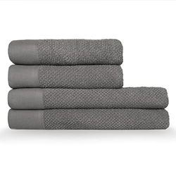 furn. Textured 4 Piece Hand/Bath Towel Bale, Cotton, Cool Grey