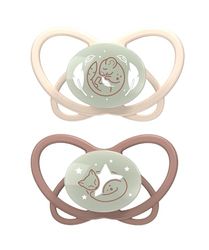 nip - Butterfly Night | 16-32 maanden | Stijlvriendelijke, luchtdoorlatende babyfopspeen voor baby's. Duurzame fopspeen met lichtknop, incl. fopspeenbox | 2 stuks, beige/taupe