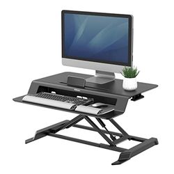 Fellowes Lotus LT Height Adjustable Standing Desk Converter - Sit Stand Desk with Gas Spring Technology - Max Weight 17KG - Black