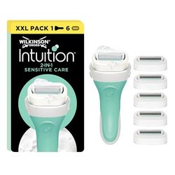 WILKINSON SWORD - Intuition Sensitive care Blades For Women | No Shave Gel Needed | Razor Handle + 6 Blade Refills
