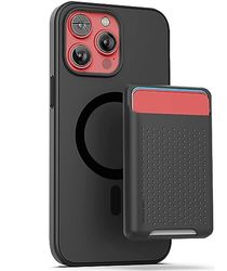 Encased MAG SlimShield - Custodia per iPhone 15 Pro Max con porta carte, custodia magnetica con portafoglio (compatibile con MagSafe), nero