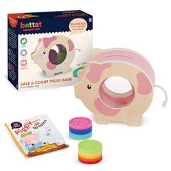 Battat Education - Fine Motor Toy - Save & Count Piggy Bank - Educational Colourful Counting & Math Toys for Kids, 18 months +