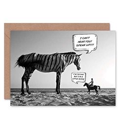 Wee Blue Coo LITTLE HORSE ZEBRA FUN BIRTHDAY ART GREETINGS GREETING CARD GIFT