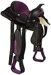 Cwell Equine Purple Embedded sparkling clear crystals Synthetic Western Saddle Set Pony (PONY 10" = 25.5 CM)