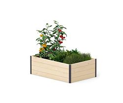 Upyard GardenBox modern – modern upphöjd bädd av trä – ergonomisk upphöjd säng för terrass och trädgård – planteringslåda för grönsaker och örter, 120 x 80 x 40, naturträ