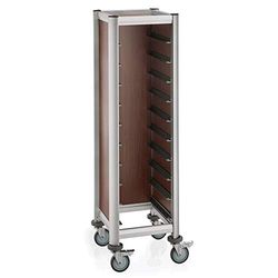 WAS 1955 452 Profilés en Aluminium avec Panneaux latéraux en MDF pour 10 tablettes 45,5 x 35,5 cm, 4 roulettes pivotantes, Aspect Bois, 51,5 cm de Longueur, 47,5 cm de Largeur, 165 cm de Hauteur.