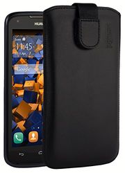 Mumbi echt lederen hoesje compatibel met Huawei Ascend Y520 hoesje lederen tas case wallet zwart