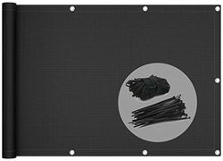 VOUNOT® Telo Frangivista per Balcone Giardino, Frangivento in HDPE, 90x500 cm, Privacy Recinzione Copertura per Balcone, Nero