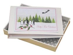 witte katoenen kaarten XBT4T Baby's Eerste Kerstmis Vliegende Kerstman En Leuke Pinguïns Fotoalbum
