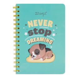 Mr. Wonderful - A5 notebook 3D Dog - Never stop dreaming - Libreta de Notas con Portada 3D - 80 hojas