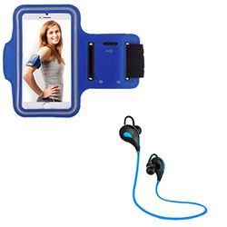 Sportset voor Oneplus 7 Plus Smartphone (Bluetooth Sport-koptelefoon + manchetten) lopen T8 (blauw)
