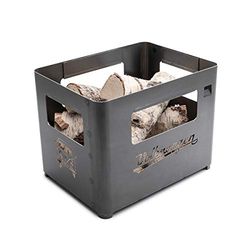 BRISA VW Collection Volkswagen Cesto per fuoco Caminetto Multifunzionale Griglia Portatile a forma di cassa per bevande (Nero/Accaio Cortene)