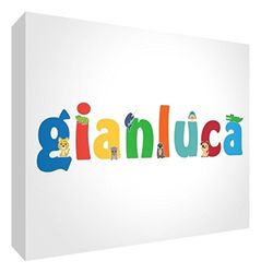 Little Helper LHV-GIANLUCA-A6BLK-15IT Decoratief paneel voor pasgeborenen/doop, cadeau-idee, personaliseerbaar ontwerp met naam voor jongens, Gianluca, meerkleurig, 10,5 x 14,8 x 2 cm