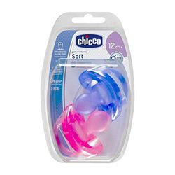Chicco Schnuller Physio Soft, 100% Silikon, 2 Stück, Rosa/Lila