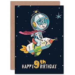Wee Blue Coo Space Rocket Astronaut Birthday 9th Greetings Card