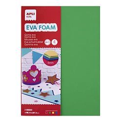 APLI Kids 18883 EVA-schuim, meerkleurig, dik, 5 mm, rood, geel, groen, blauw, A4, 4 vellen