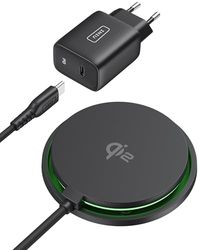 INIU iPhone Charging Pad, 15W Qi2 Fast Magnetic Wireless Charger with Fan Cooling, Support for iPhone 16 Pro Max 15 Plus 14 13 12, AirPods 4 3 Pro 2, Long USB-C Cable and Adapter Included