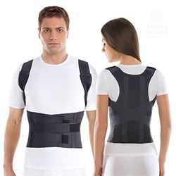 TOROS-GROUP Confort Posture Correcteur et Ceinture de maintien dorsale / 100%-Doublure en Coton - Small, Waist/Belly 71-80cm Black