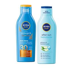 NIVEA SUN Protege & Broncea Leche Solar Activadora del Bronceado FP30 (1 x 200 ml) + NIVEA SUN After Sun Loción Hidratante (1 x 400 ml)