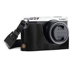 MegaGear Ever Ready MG972 - Capa de couro com correia para câmara Panasonic Lumix DMC-GX85 e GX80, cor preta