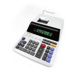 Sharp EL-2607 LG skrivbordsräknare (12 siffror, LCD-skärm, svart/röd, tryck, nätanslutning) vit