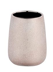 WENKO Bicchiere portaspazzolini Glimma oro rosa ceramica - Portaspazzolino per spazzolini e dentifricio, Ceramica, 8.5 x 10.5 x 8.5 cm, Rosa