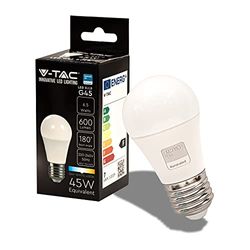 V-TAC Lampadina LED con Attacco Edison E27 6,5W (Equivalenti a 45W) G45-600 Lumen - Lampadina LED Massima Efficienza e Risparmio Energetico - Luce 4000K Bianca Naturale