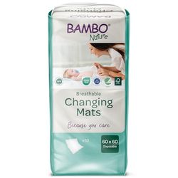 Bambo Nature Disposable Changing Mats, Size 60x60 cm, Pack of 10, Absorbency of 1000 ml, Disposable Changing Mat