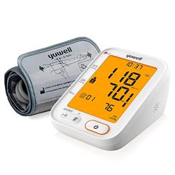yuwell Blood Pressure Monitor, 360° Extra Large Arm Cuff, Digital BP Machine with Large Backlit Screen, Pulse Rate Monitoring, Dual Users, Voice Broadcast, Power Adapter and Batteries (YE660E)