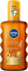 NIVEA SUN Óleo solar cenoura em spray FP6 (1 x 200 ml), para bronzeamento dourado e duradouro, protetor solar em spray resistente à água, proteção solar baixa