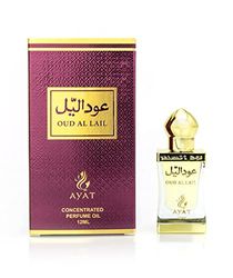 AYAT PERFUMES – Huile Parfumée 12ml De Dubai - Musk Halal Pour Homme et Femme Sans Alcool | Extrait de Parfum/Attar Pour Une Odeur Longue Durée | Senteur Arabian Fabriqué à Dubaï (Oud Al Lail)