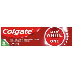 COLGATE DENTIFRICE BLANCHEUR 1 TEINTE MAX WHITE ONE 75ML - Élimine jusqu'à 100% des taches de surface