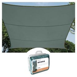 Perel Voile d'ombrage, Toile ombrage, Toile extérieure terrasse, imperméable, Protection Contre UV, 4 Anneaux en O en Acier Inoxydable, 5 x 5 m, 160 g/m², Polyester, carré, Gris Vert