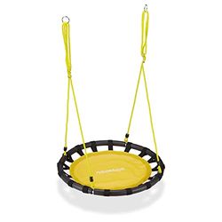 Relaxdays nestschommel, ronde vogelnestschommel voor kinderen, verstelbare schommel, Ø: 80cm, tot 100 kg, geel