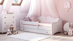 Dmora - Lit Simple Lublin, Sommier pour Chambre, Literie par Chambre, Support de Matelas, 164x85 h70 cm, Blanc et Rose