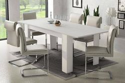 Dmora Table de salle à manger extensible, Console extensible, Table moderne avec rallonge, 160 / 220x88h80 cm, Couleur blanc