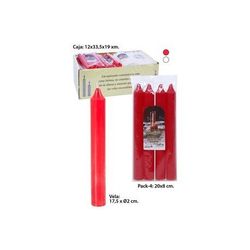 Vidal bougie, wit-rood, 17 cm, 4 stuks